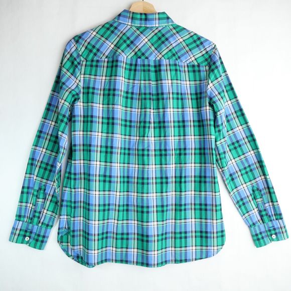Talbots Button Down Shirt Blue Plaid Cotton Long Sleeve Casual Basic Size Small - Picture 5 of 11
